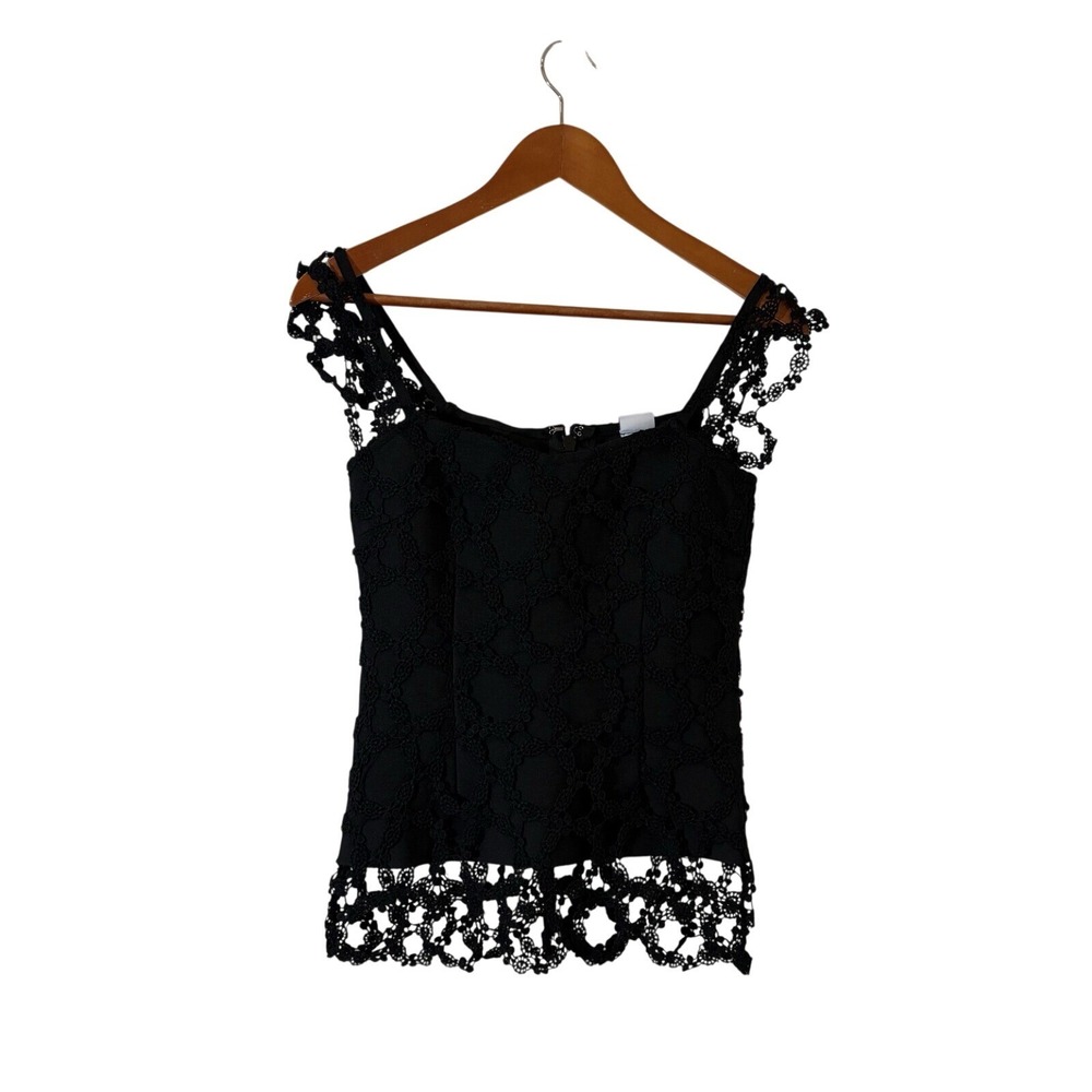 Lascana Womens Crochet Cami Top Small Black Lined Whimsigoth Fairy Grunge Witchy